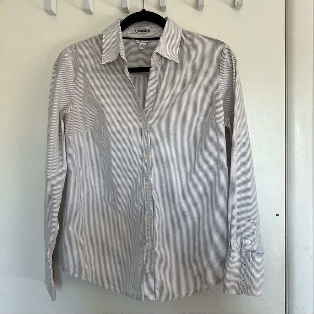 Calvin Klein Men's Striped Shirt - Light Gray